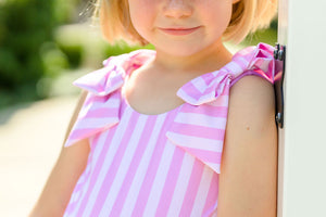 Lucy One Piece Bow Swim - Pink Stripe