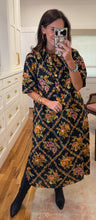 Black Floral Midi Shift Dress