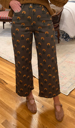 Olive Block Print Pant