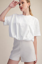 Emily T-Shirt- White Cropped Bubble Hem