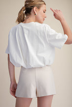 Emily T-Shirt- White Cropped Bubble Hem