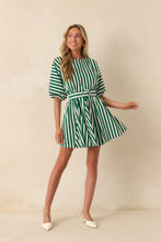 Grand Entrance- Fallon Swing Dress Green Stripe
