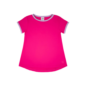 Bridget Basic Tee - Hot Pink w/ Lavender Trim