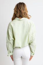 Women’s Green Stripe Button Up