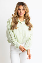 Women’s Green Stripe Button Up