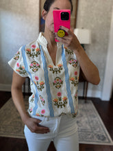 Women's Cream Medallion Embroidered Blouse