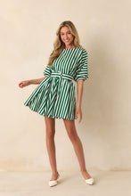 Grand Entrance- Fallon Swing Dress Green Stripe
