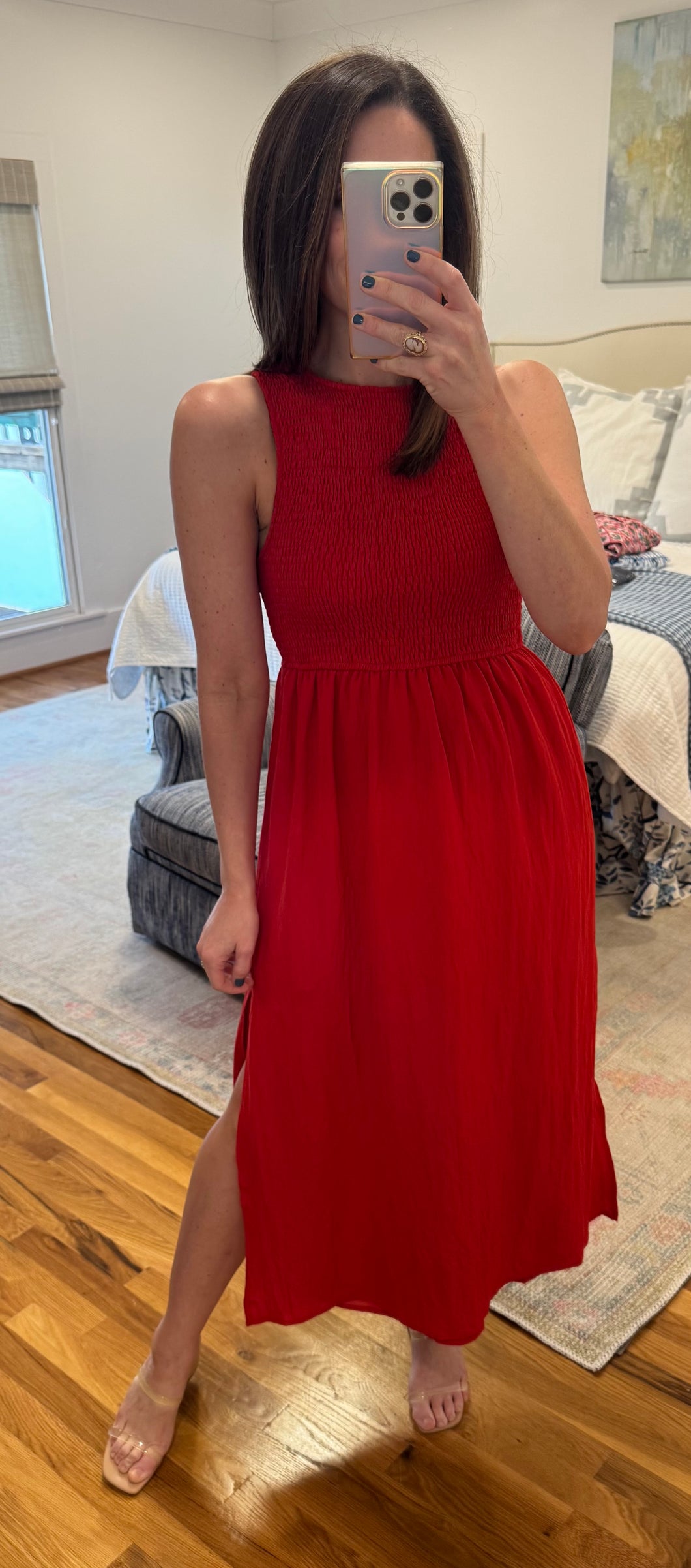 Women’s Red Smocked Top Dress
