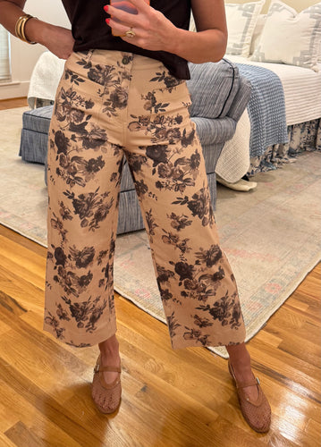 Taupe Floral Pant