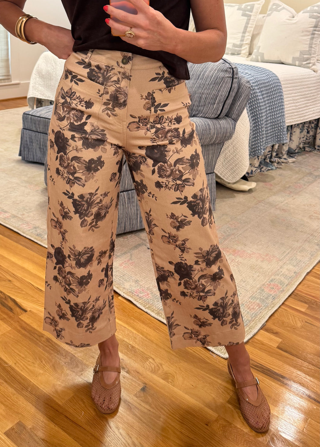 Taupe Floral Pant