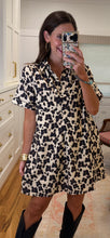 Abstract Leopard Shirt Dress