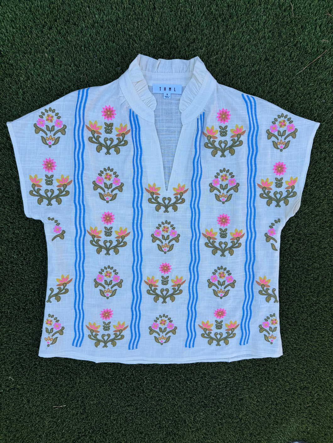 Women's Cream Medallion Embroidered Blouse