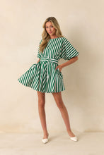 Grand Entrance- Fallon Swing Dress Green Stripe