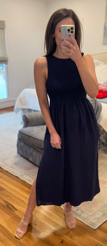 Women’s Navy Smocked Top Dress