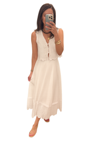 Women’s White Tie Front Skirt Set