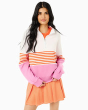 JV Quarter Zip Sweatshirt- Papaya, Orchid & White Stripe