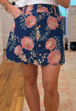 Floral Denim Skirt