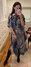 Navy Animal Print Midi Shift
