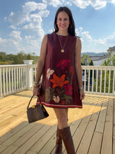 Allie Dress- Burgundy Floral Sateen