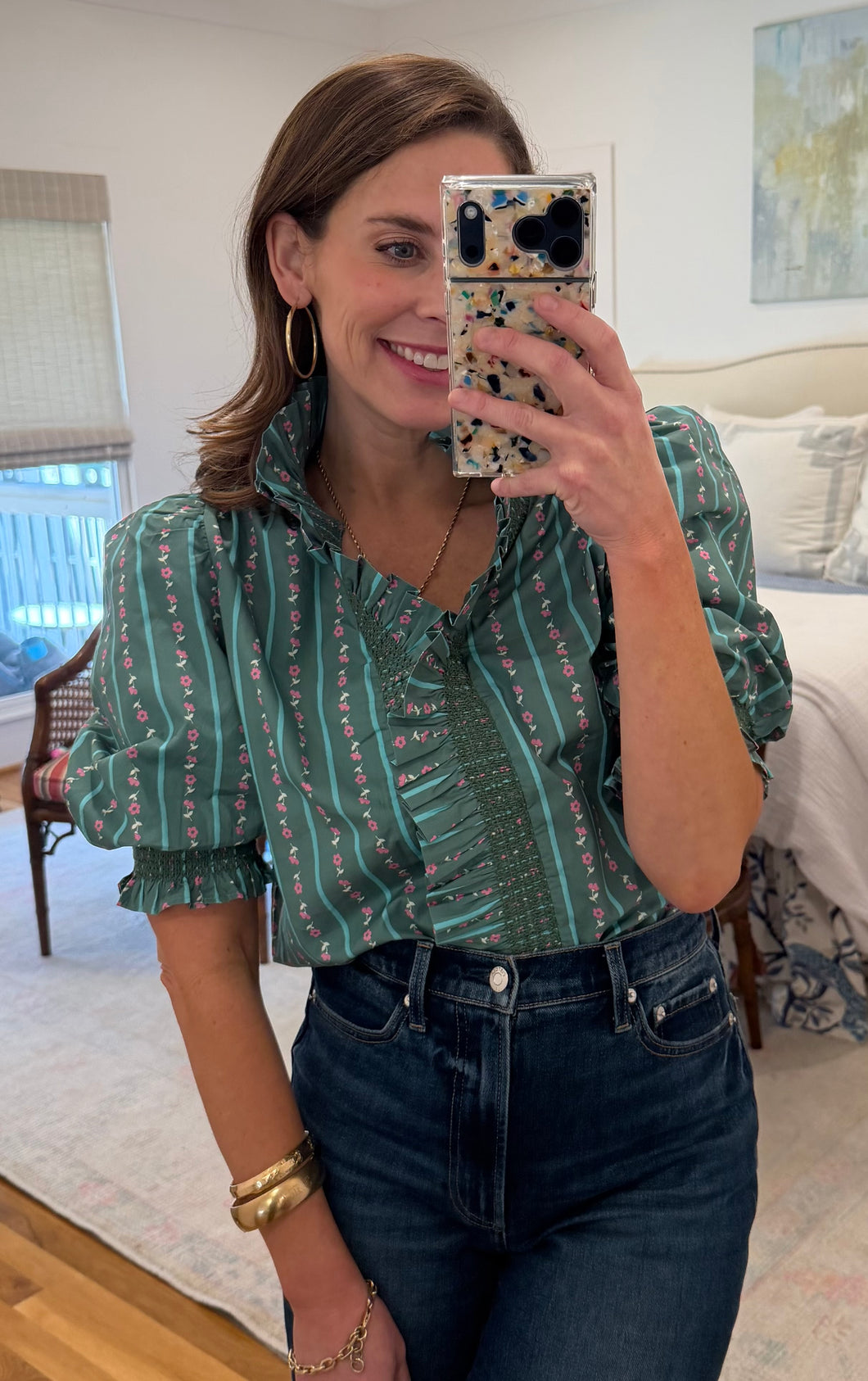 Foral Ditzy Ruffle Top