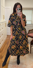 Black Floral Midi Shift Dress