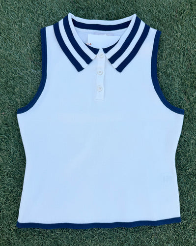 Women’s White Knit Sleeveless Top