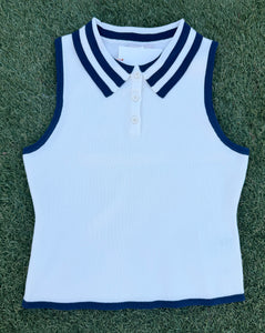 Women’s White Knit Sleeveless Top