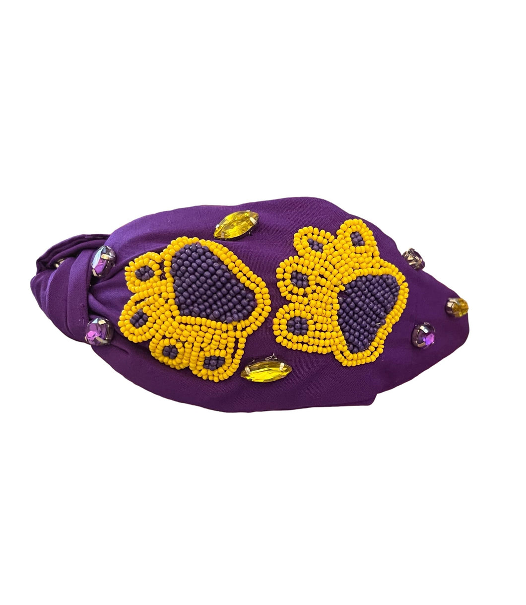 Game Day Paw Beaded Headband