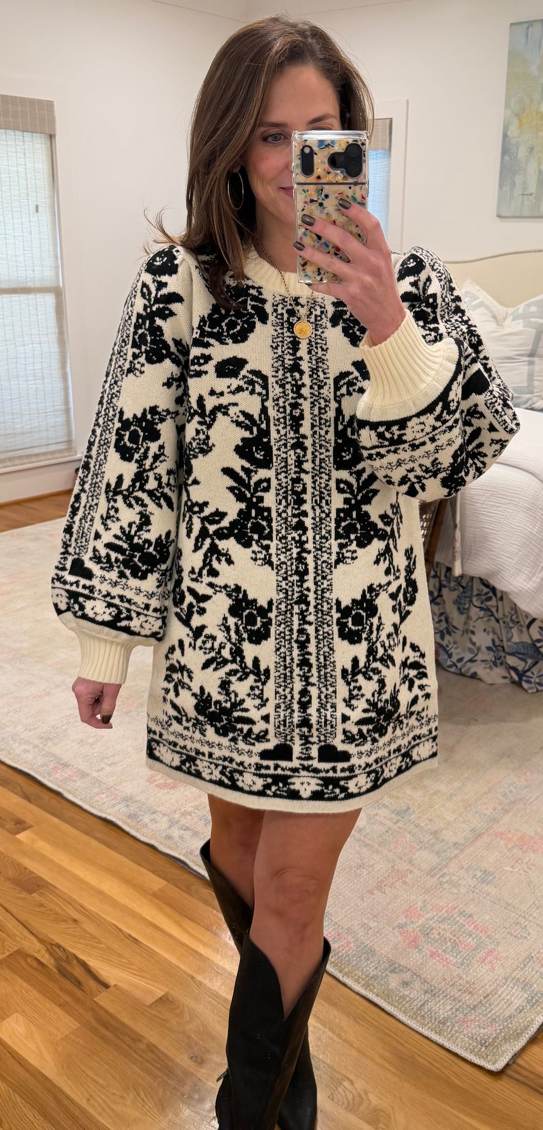 Jacquard Sweater Dress