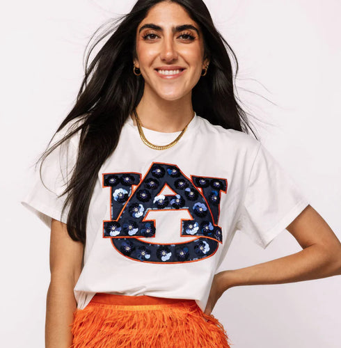 Auburn Sequin Flower Tee