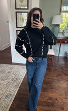 Black Knit Sweater w/ Braided White Detail