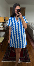 Blue Waves Short Sleeve Shift Dress