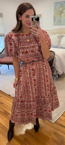 Red Floral Skirt Set