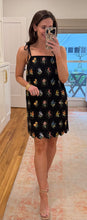 Black floral embroidered shift dress