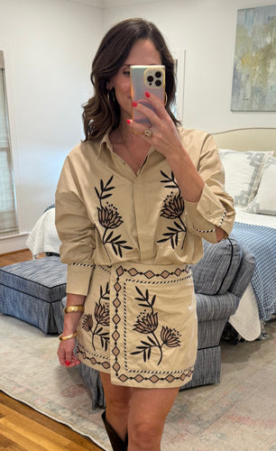 Taupe Embroidered Set