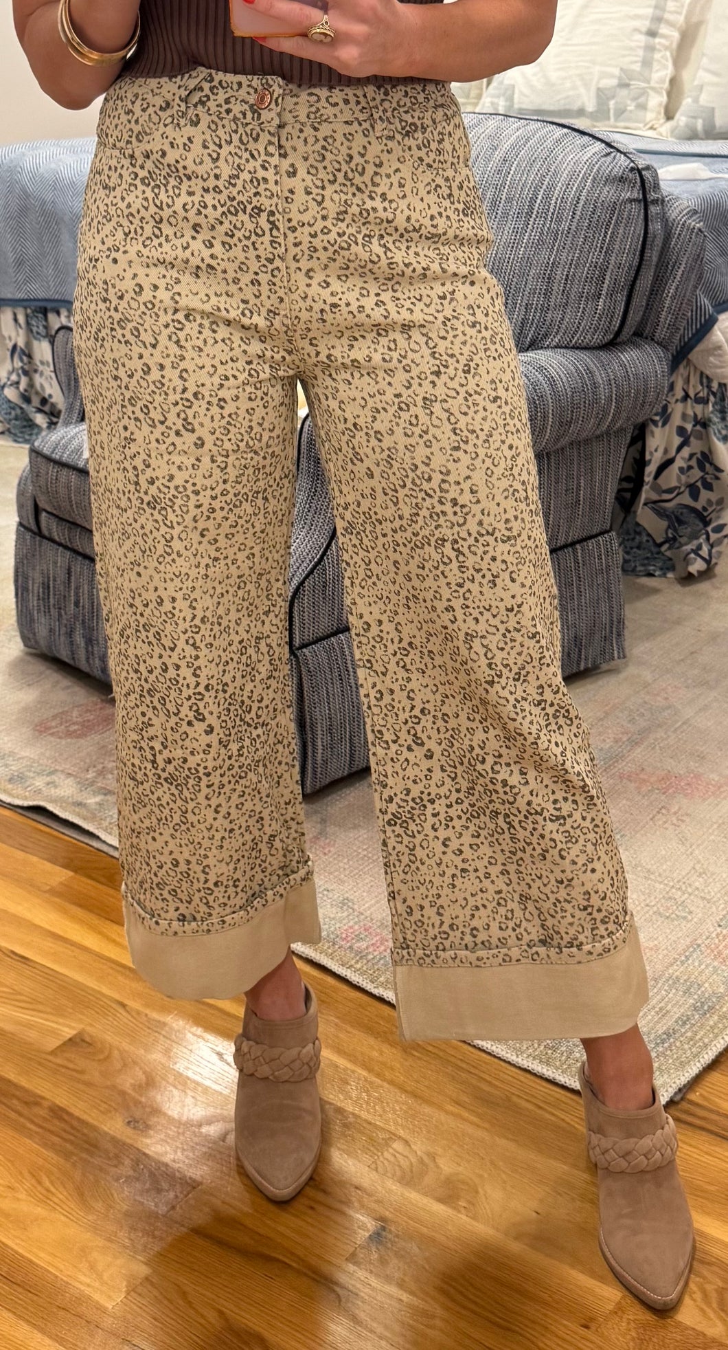 Cream Animal Print Pant