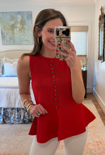 Red Peplum Sleeveless Sweater