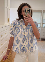 French floral button down