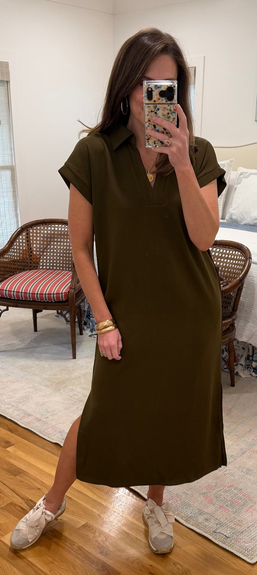 Long Olive Knit Dress