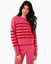 Knit Junior Carlyle Crewneck Sweater- Rose & Cherry Stripe