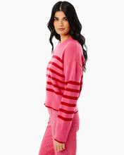 Knit Junior Carlyle Crewneck Sweater- Rose & Cherry Stripe