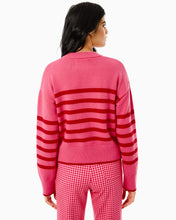 Knit Junior Carlyle Crewneck Sweater- Rose & Cherry Stripe