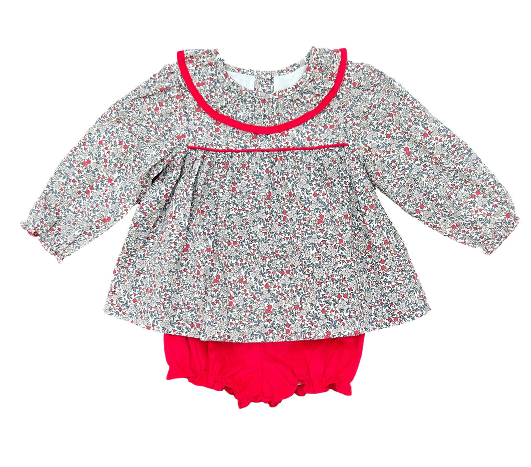 Cali & Carter Red Floral Bloomer Set