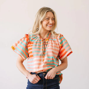 Apricot Colorful Stripe Gemma Top