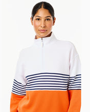 Varsity Quarter Zip- White, Navy, Papaya