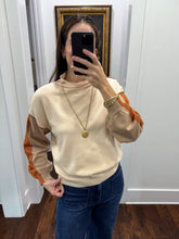Cream & Brown Colorblock Mock Neck Sweater