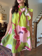 Sarah Mini Dress- Lime & Pink Floral Print