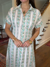 Sara Nell Button Green & Blue Floral Long Dress