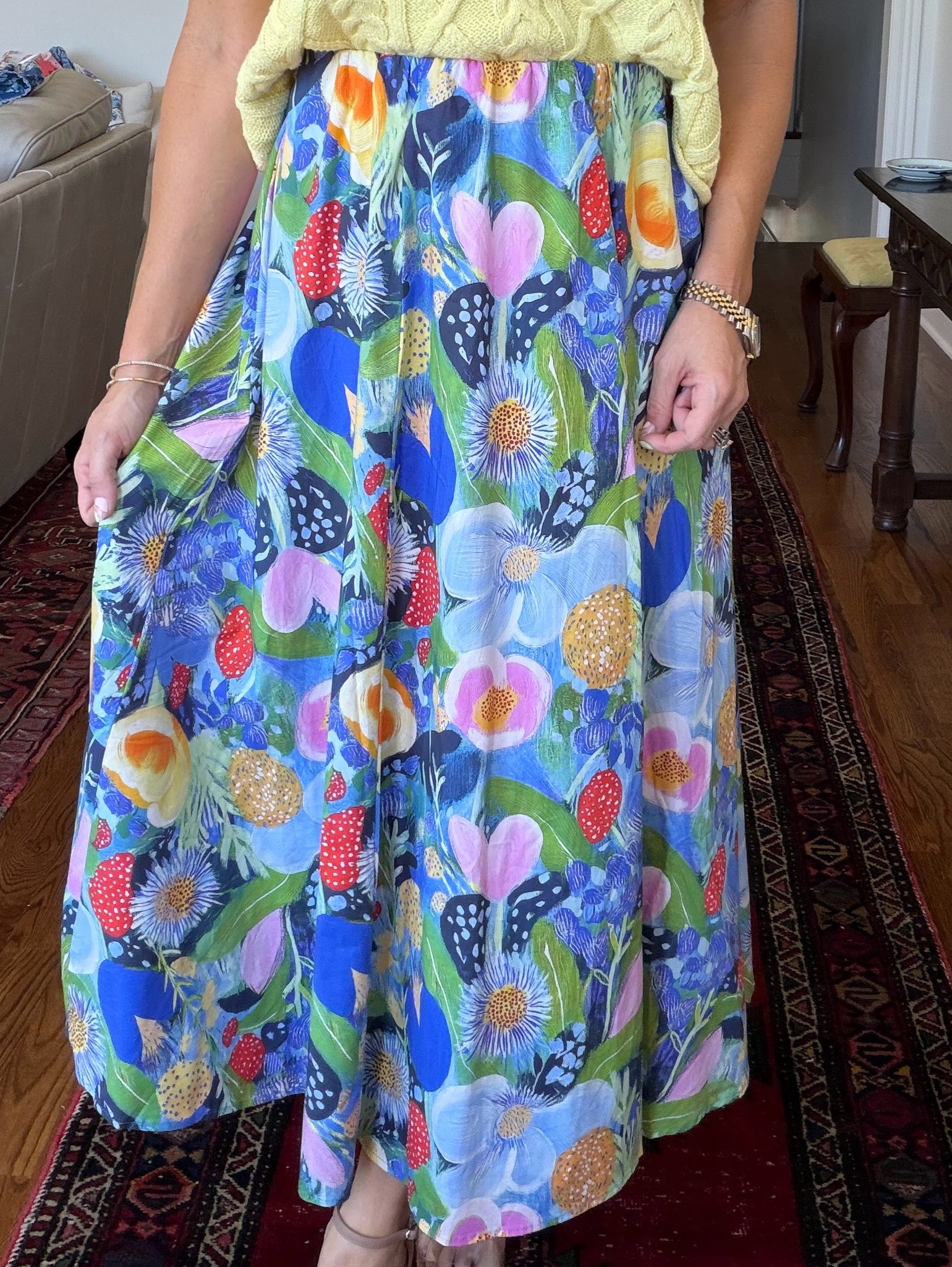 Summer Floral Midi Skirt