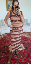 Samantha Skirt Set- Fringed Tan & Pink Knit